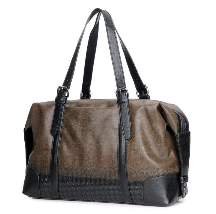 Горячая Большая емкость Мужская спортивная сумка для спортзала PU кожаная дорожная сумка вещевой мешок Многофункциональная портативная спортивная сумка для фитнеса - Цвет: Brown