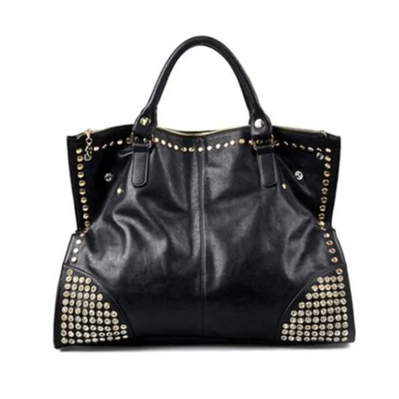 2016 New Hot Casual Women PU Leather Handbags Fashion Shining Rivet Fake Diamond nk Ladies Shoulder