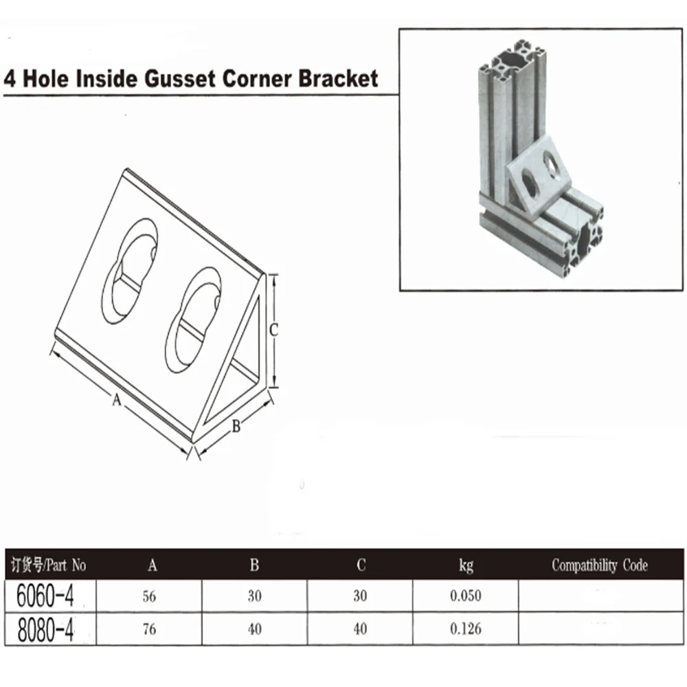 Внутри Gueest Угловой Кронштейн 90 градусов угол подключения для алюминиевого профиля 3030/4040/4545/6060/8080/9090/100100