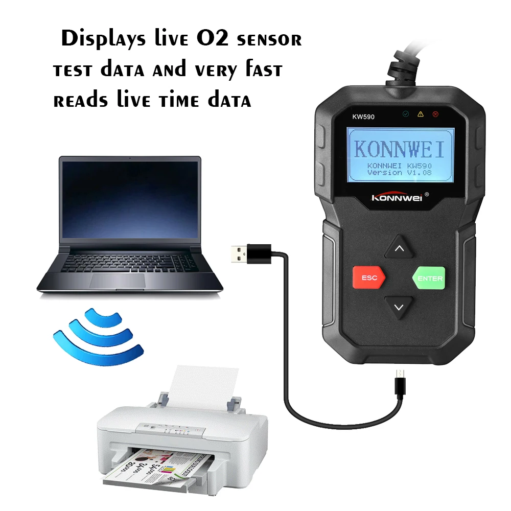 KONNWEI KW590 OBDII Автомобильный диагностический детектор неисправности сканер