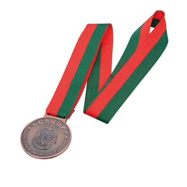 

New design and hot sales antique brass round souvenir medals with ribbons