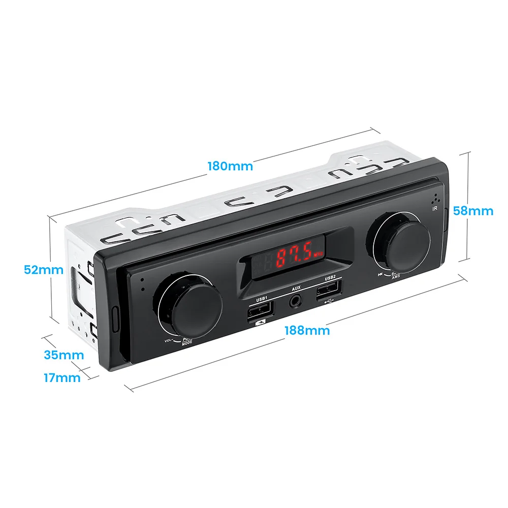 1 Din coche Radio 12 V soporte FM Aux en receptor USB MP3 Radio reproductor Auto Audio estéreo sin Bluetooth sin Control remoto