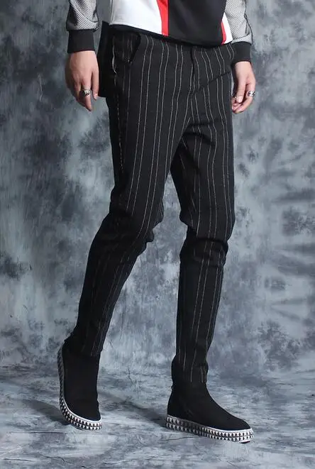 Модные штаны-шаровары мужские брюки pantalones hombre cargo personity винтажные обтягивающие брюки в полоску для мужчин pantalon homme