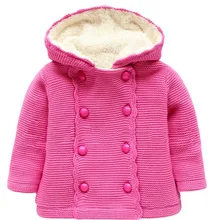 Зимний хлопковый бархатный свитер для девочек; плотные детские топы с капюшоном; двубортное теплое Детское пальто с длинными рукавами для маленьких мальчиков и девочек