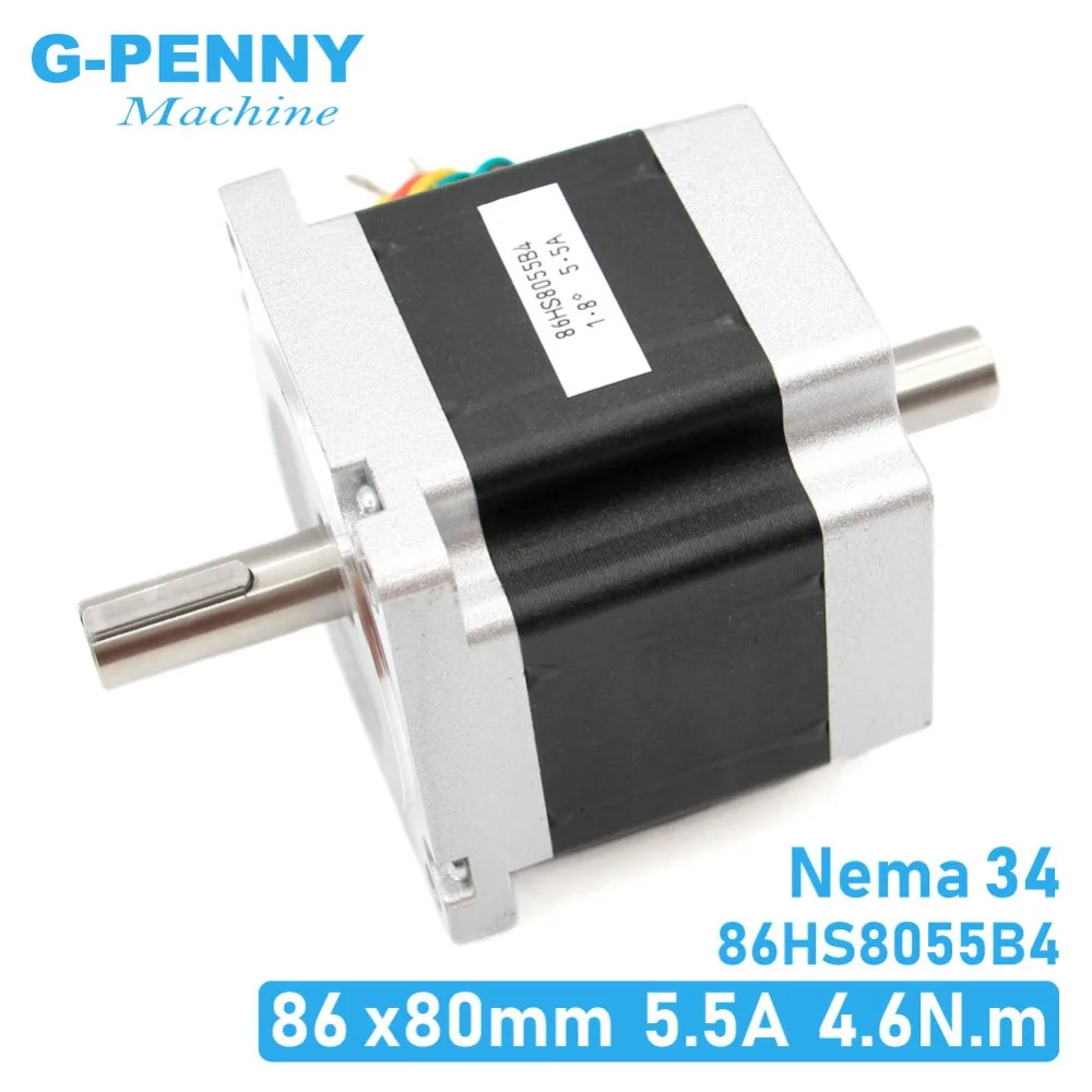 Шаговый двигатель NEMA 34 с ЧПУ 86x80 мм два вала Nema34 шаговый 1 8 А нм D = 14 градусов. Для