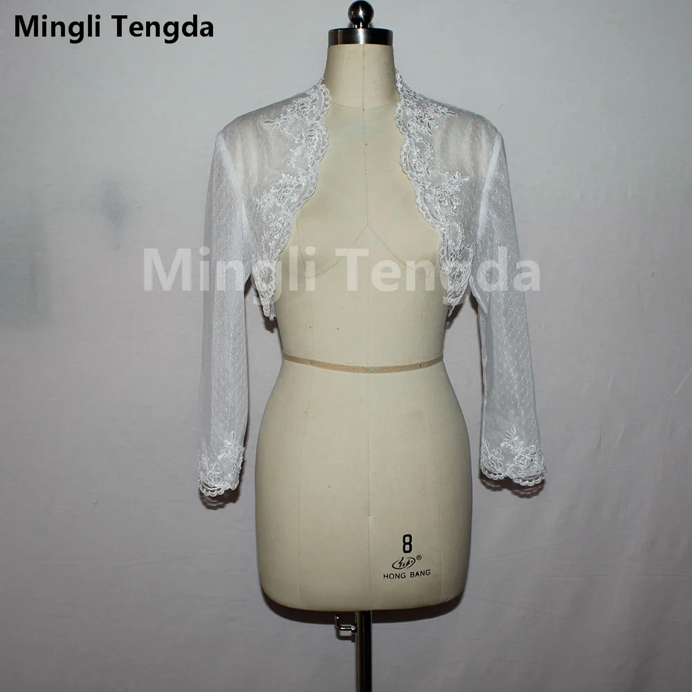 

2018 White Womens Jacket Bolero Long Sleeve Elegant Wedding Jacket Lace Bridal Bolero Custom Made Bridal Jacket Mingli Tengda