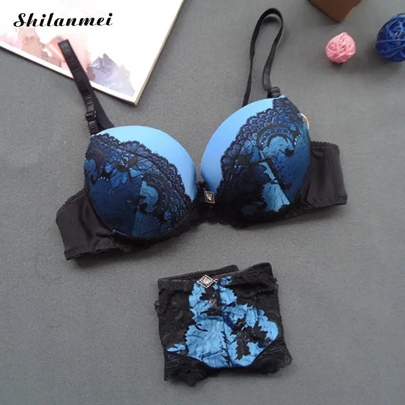 2018 Sexy Underwear Women Bra Set Lingerie Set Elegant Lace Printed Push Up Bra And Panty Set Red Bralette Set Ropa Interior