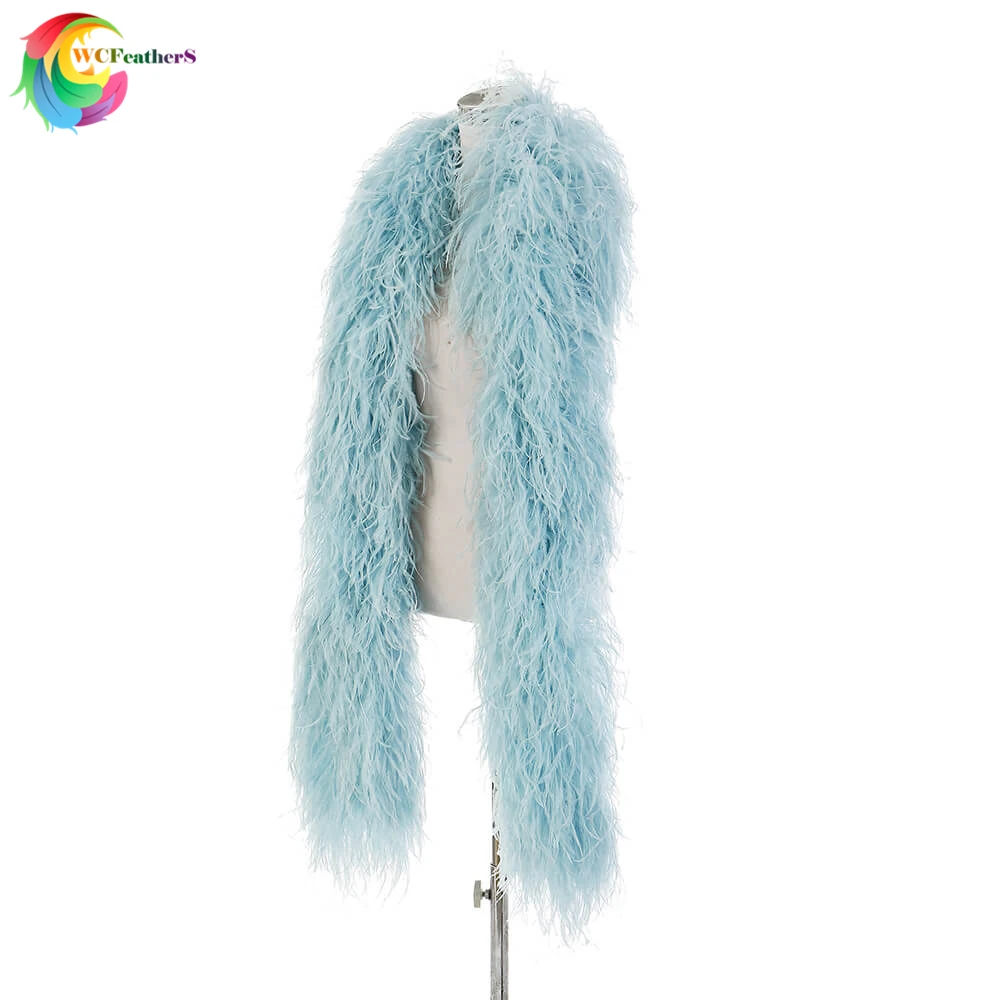 

New 10ply Encrypted Light blue Ostrich feather shawl Width 28-30cm Carnival Wedding Party decoration Ostrich feather Strip