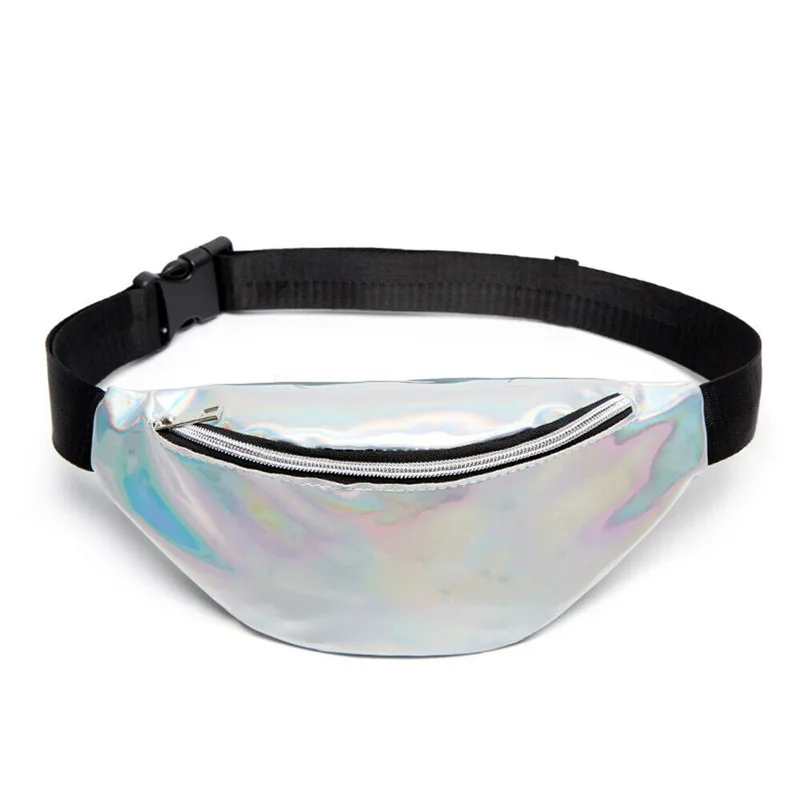 

2019 Holographic Women Fanny Pack Belt Bag Shiny Neon Laser Hologram Waist Bags Travel Shoulder Bag Party Rave Hip Bum Bag