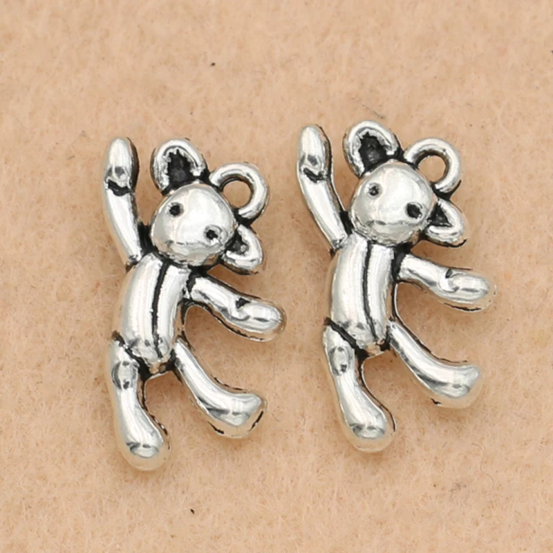 

10pcs Tibetan Silver Plated Dacing Bear Charm Pendant Jewelry Diy Accessories Craft 19x11mm