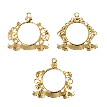 

3Pcs Ribbon Lace Hollow Frame Resin Trays Bezel Cabochon Setting Jewelry Making
