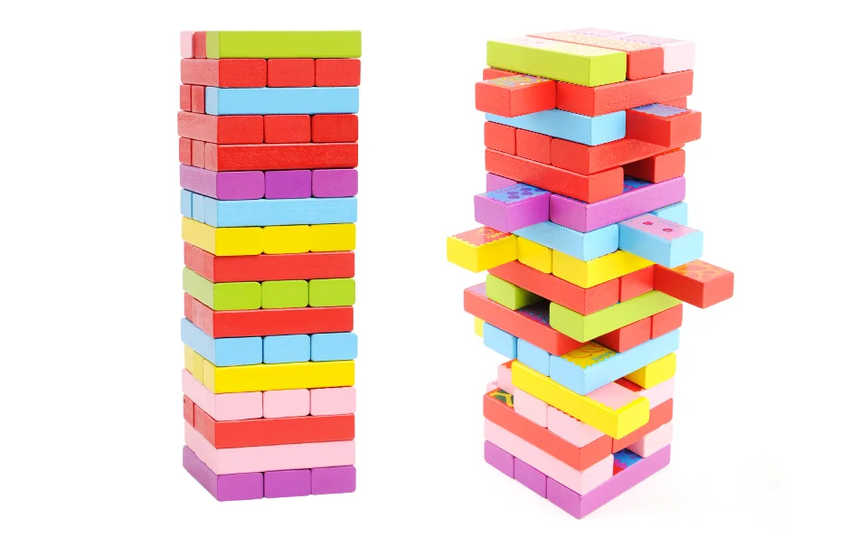 MITOYS 52 шт. 3 в 1 деревянные блоки Строительная башня игрушка домино укладчик семейная настольная игра/вечерние забавные строительные блоки с экстрактом