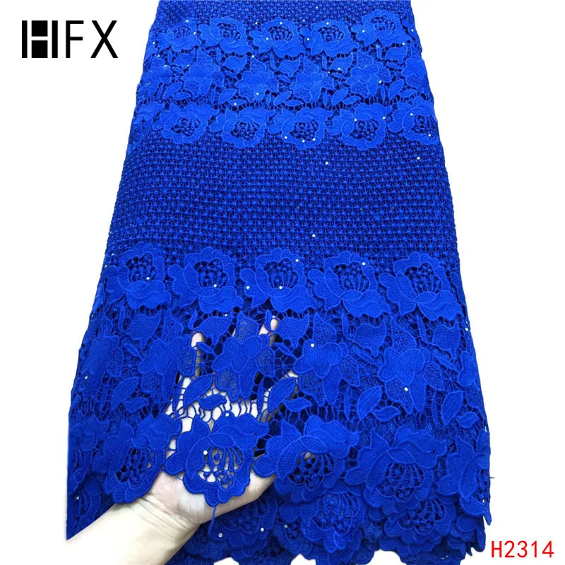 

HFX 2019 latest african guipure lace blue water soluble chemical lace fabric,high quality african cord lace free shipping H2314