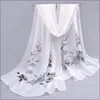 New Fashion Print Long Chiffon Silk scarves Designer Woman Fashion New Design Peacock Flower print scarves 2