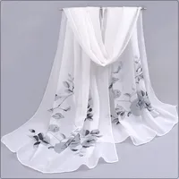 New Fashion Print Long Chiffon Silk scarves Designer Woman Fashion New Design Peacock Flower print scarves 2