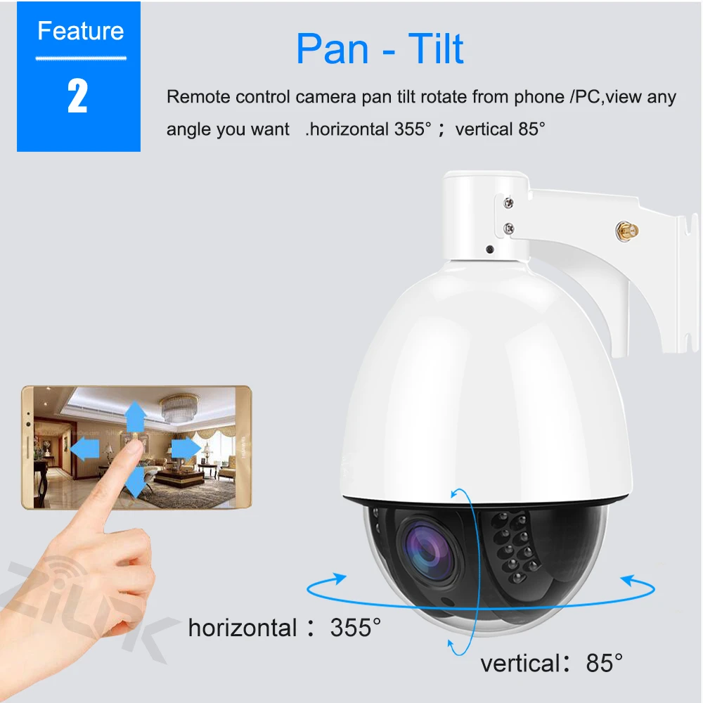 ZILNK 1080P HD PTZ wifi IP камера для улицы 5X Zoom Водонепроницаемая скоростная купольная H.264 Onvif камера для видеонаблюдения CCTV CamHi