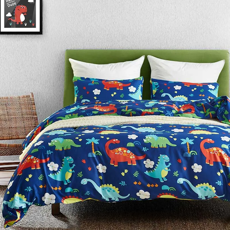 

Dinosaur Kids Single Bedding Set Qulit Cover Pillowcases Solid Home Textile cama Bed Set Queen Sets King Size Bedding Sets