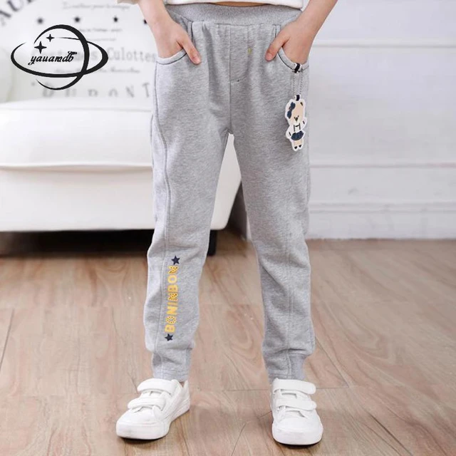 YAUAMDB, pantalones largos para niños, primavera 2018, 5-15 años, pantalones de algodón para niñas, con de oso de dibujos animados, ropa linda para niños Y33 - AliExpress