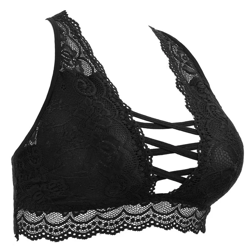 Для женщин с пикантным воротником-хомутом из ленты Bralette спинки Беспроводной короткий топ сексуальный 3/4 стакана цветочные Бюстгальтеры Женские 6 цветов Нижнее белье с подкладками белье