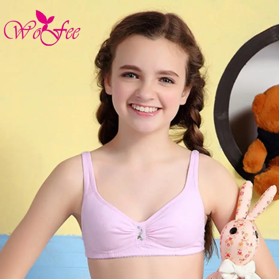 WoFee Young Girls Cotton Embroidered One piece Breathable Training Bra B336