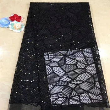 

Madison Latest African Laces 2019 Sequins Lace Fabric French Embroidered Tulle Lace Fabric For Bride Wedding Sequins Lace