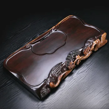 

Wholesale Handmade 3D Carved Ebony Wooden tea trays Chinese kung fu tea Table Drainage tea board Tea Accessories