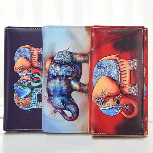 

Women Casual Wild Clutch PU Leather Wallet Ladies Long Card Holder Phone Case Floral Cartoon Bag Purse 2019 New