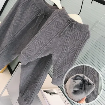 

Matching Family Outfits Winter Plus Velvet Warm Pants Mom and Daughter Trousers Mother and Son Pants High Quality Newborn Pants