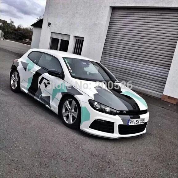 

Tiffany White Black Snow Camo Vinyl Car Wrap Styling With Air Release Gloss Matt Pixel Camouflage Car Sticker 1.52x30m/Roll