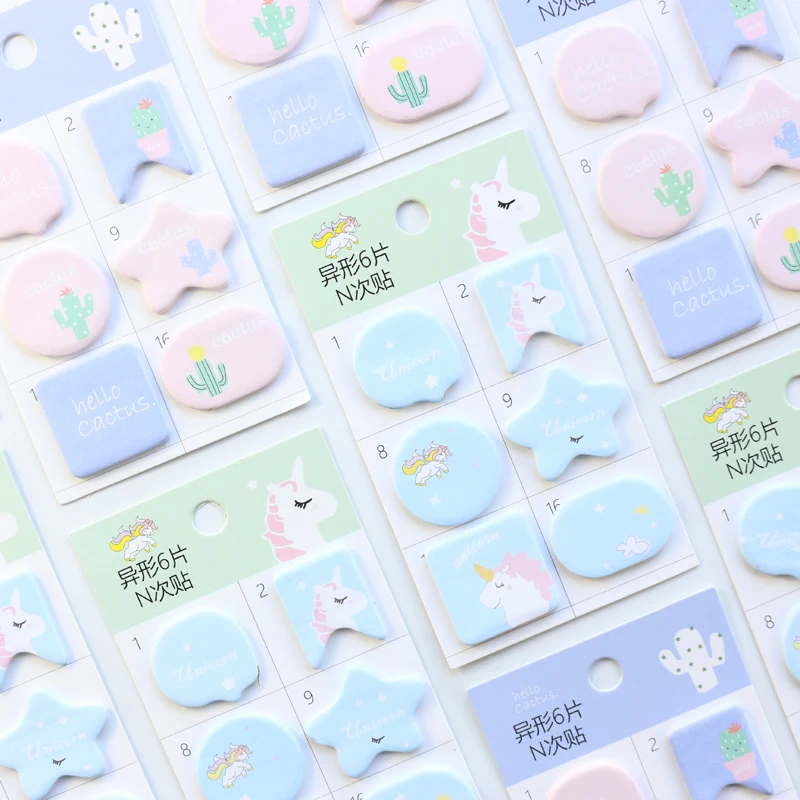 

Cute creative new cartton unicorn and cactus school student sticky notes pad/memo pad for planner notebooks,120pcs