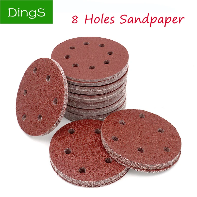 

20pcs 5 Inch 125mm Self Adhesive Round Sandpaper Eight Hole Disk Sand Sheets Grit 40 ~ 2000 Hook and Loop Sanding Disc Polish