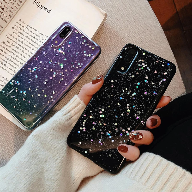 

SUYACS Cute Glitter Powder Star Phone Case For Huawei P30 P20 Pro Lite Mate 20 Pro Lite Honor 20 Pro Soft TPU Phone Back Cover