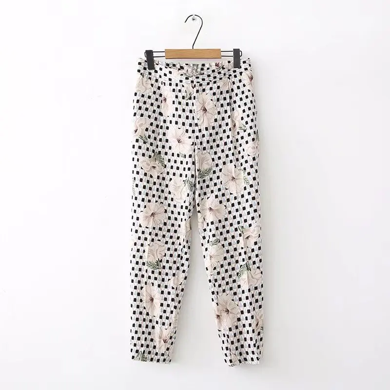 

XD40-1050 European and American fashion wind geometric flower printing pants