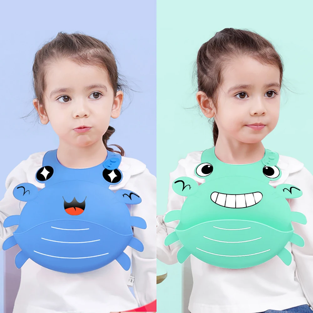 Cute Cartoon Crab Waterproof Baby Bib Washable Silicone Infants Toddlers Apron hot Cute Cartoon Crab Waterproof Baby Bib Washable Silicone Infants Toddlers Apron hot