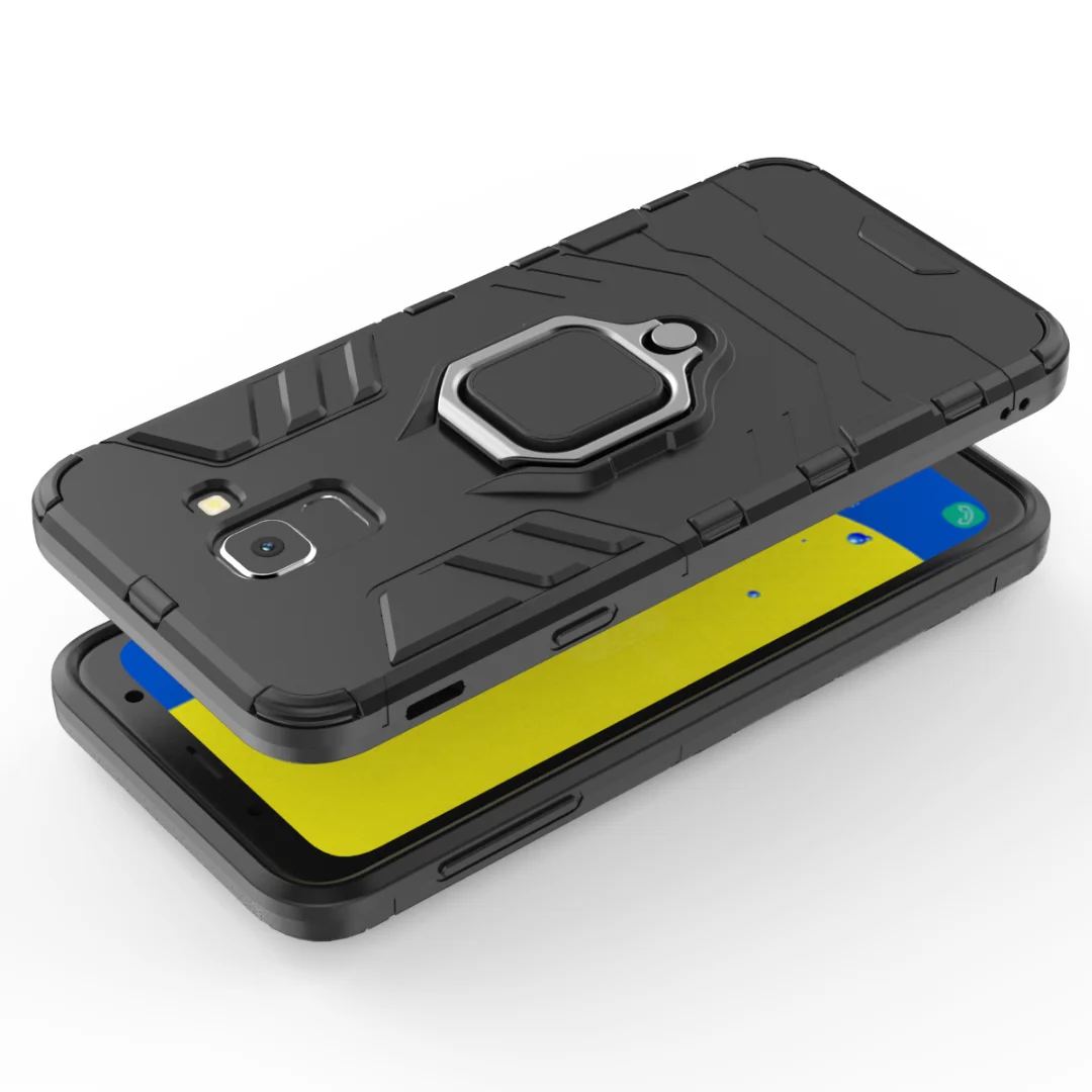 

For Samsung Galaxy J6 2018 Case With stand Ring Hard Silicone+PC Armor shockproof Protective back cover case for samsung j6 2018