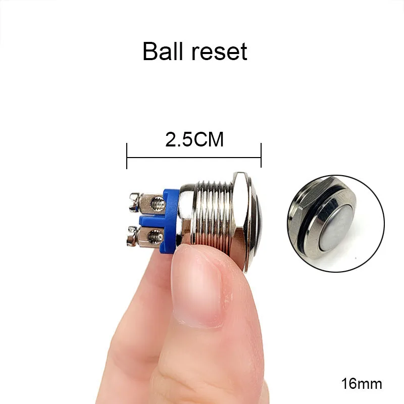 16 мм IP67 металлическая нажимная Водонепроницаемая кнопка переключателя моментальная Перезагрузка Блокировка с фиксацией Нет высокой/плоской/мгновенной круглой формы - Цвет: Ball Reset