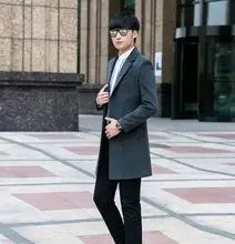 men’s clothing medium-long woolen coats mens single breasted wool coat men plus size grey suit collar outerwear casaco masculino