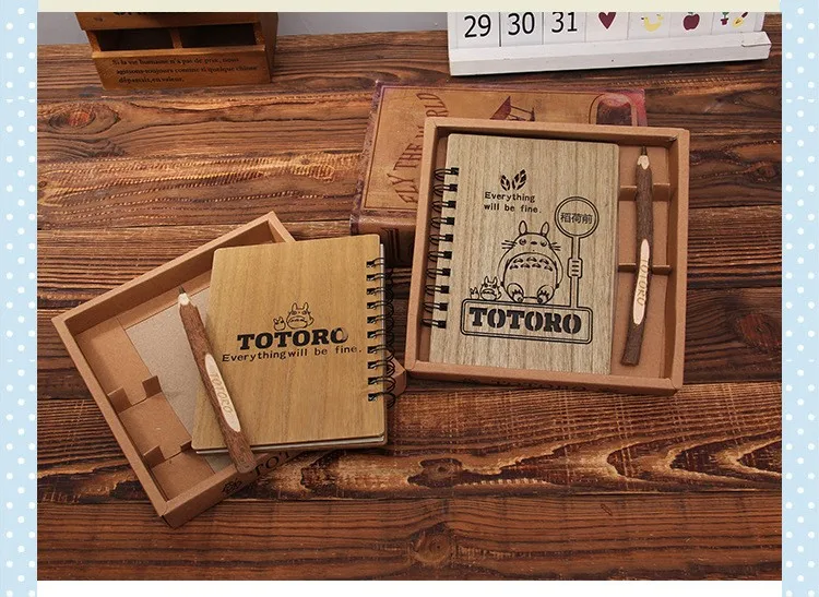Креативный милый мультяшный Тоторо планировщик блокнот в твердом переплете деревянный корейский канцелярский Дневник Блокнот Школьные принадлежности