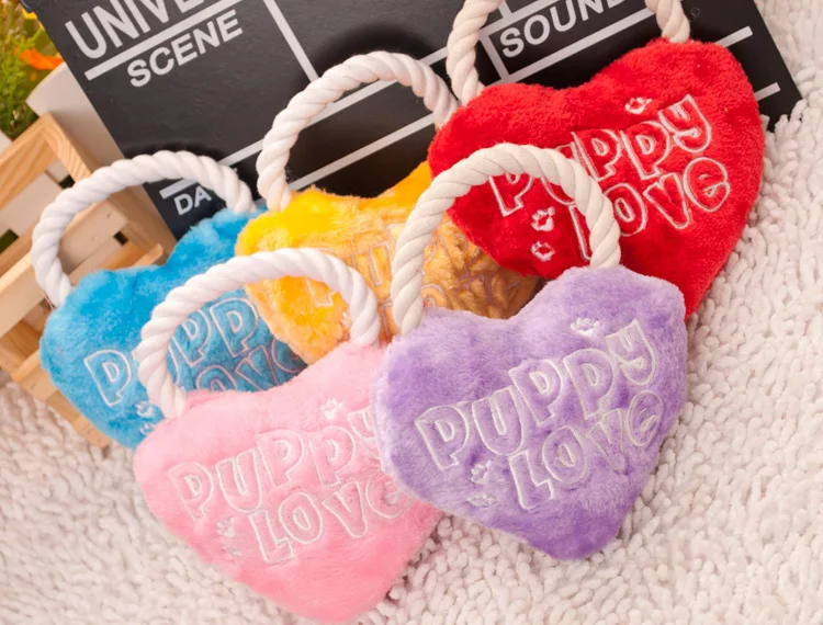 

Cat and Dog heart plush toys audible sound plush toy dog toy pet toys