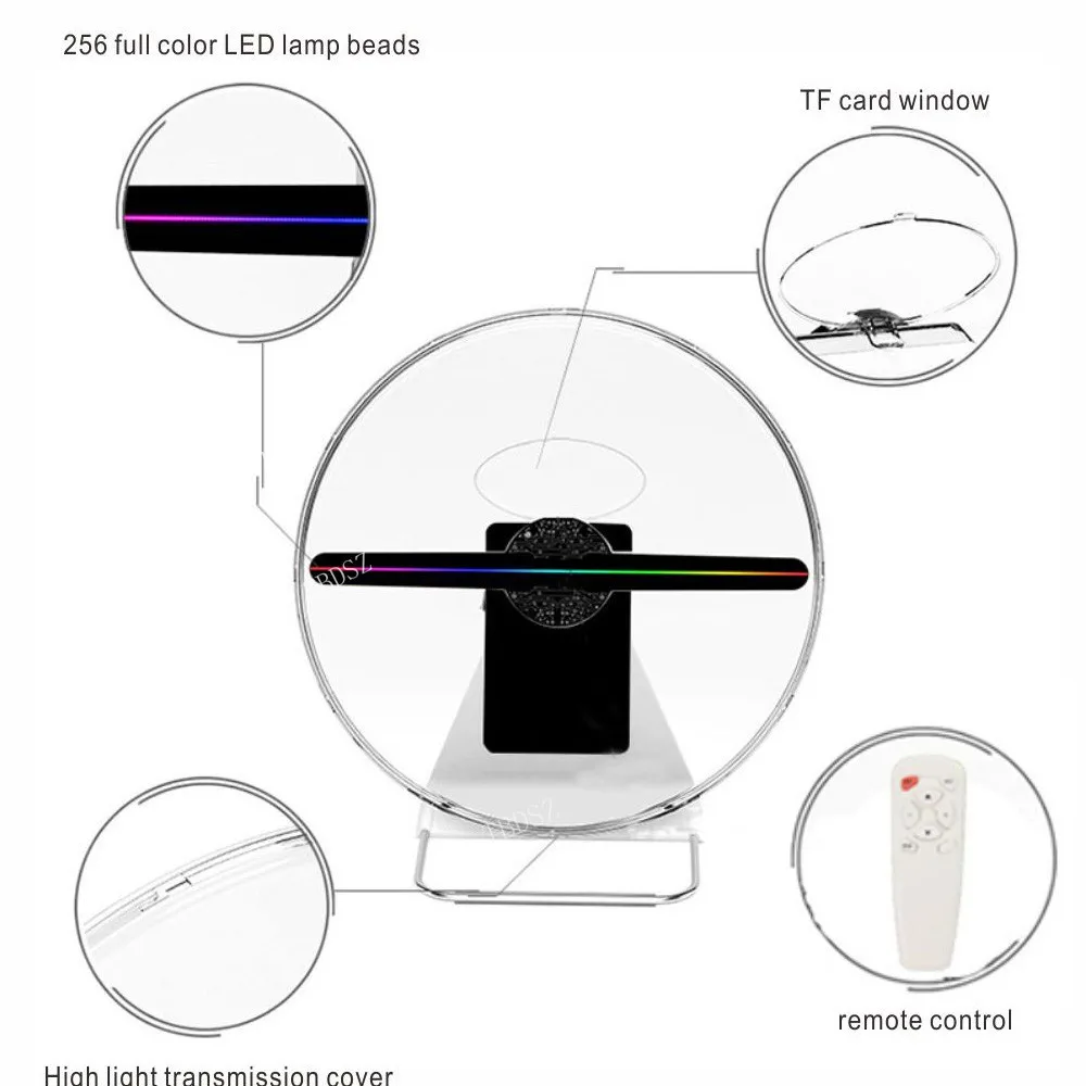 TBDSZ 30 см 3D реклама голограмма вентилятор для проектора светильник дисплей голографическая перезаряжаемая настольная голограмма 16 Гб 256 светодиодный светильник