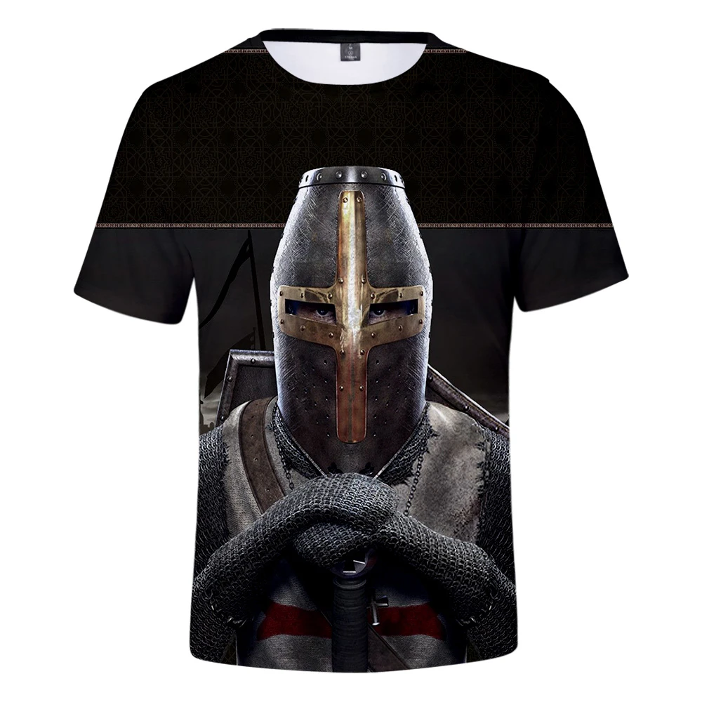 

3D Templar Knight T Shirt Black Wid Summer Breathable Men/Women Tshirt Short Sleeve Templar Mark Print Leisure Boy's Cool Top