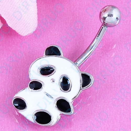 

Retail Panda belly bar navel ring fashion body piercing jewelry belly buttun ring 14G 316L Surgical Steel nickel-free