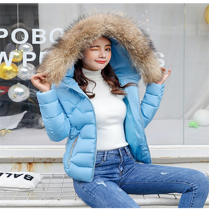 Veste Court 2018 Femmes Coton D'hiver À Épaississement Rembourré pu Survêtement Manteaux Capuchon rose Chaud blanc Noir gris Lâche Parkas New Ciel Femelle rE5xqIr