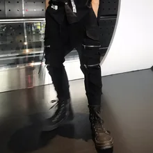 Новинка года мужская одежда модные тренд Повседневная молнии мульти-карман на молнии эластичные брюки певица костюмы