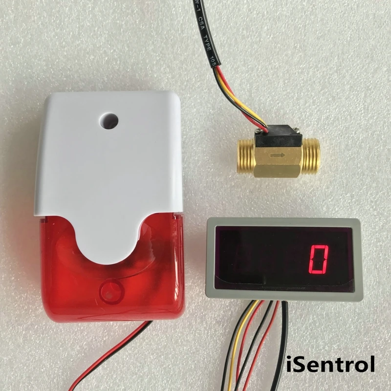 US308MT Electronic Flow Meter Alarmer USC-HS21TI 30L/min brass hall effect water flow sensor iSentrol Electronics | Инструменты