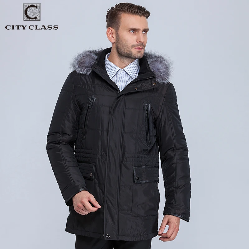 City Class зима теплые Куртки Мужские Silver Fox съемный капюшон съемная стеганая