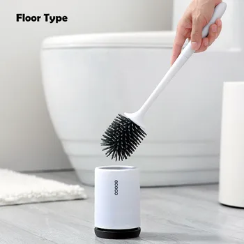 

Toilet Brush Long Handle Soft Fur Washing Toilet Brush Holder Bathroom Cleaning Tool Holder Brush A landing or wall hanging