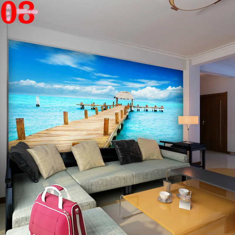 Sofa Ruang Tamu Background Dinding Stereoscopic Busana Sofa Ruang Tamu Background Dinding Stereoscopic Busana Mural Wallpaper Warna Biru Laut Foto Kertas Yang Modern Di Dari