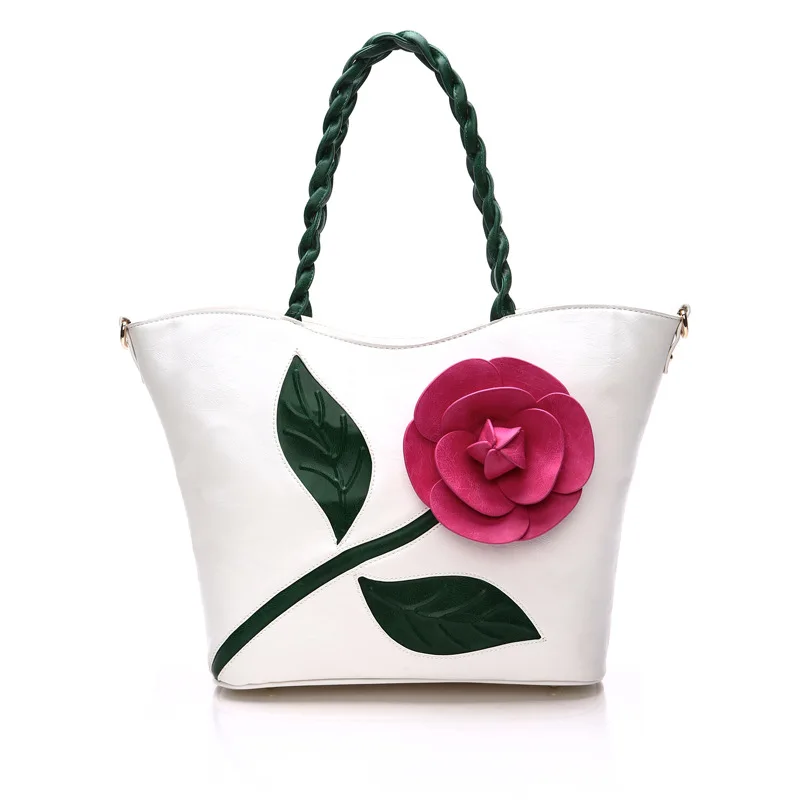

Women Handbag New Fashion Vintage 3D Large Flower Female Top-handle Day Clutches Gilrs Large Capacity Shoulder Bags Woven Bag