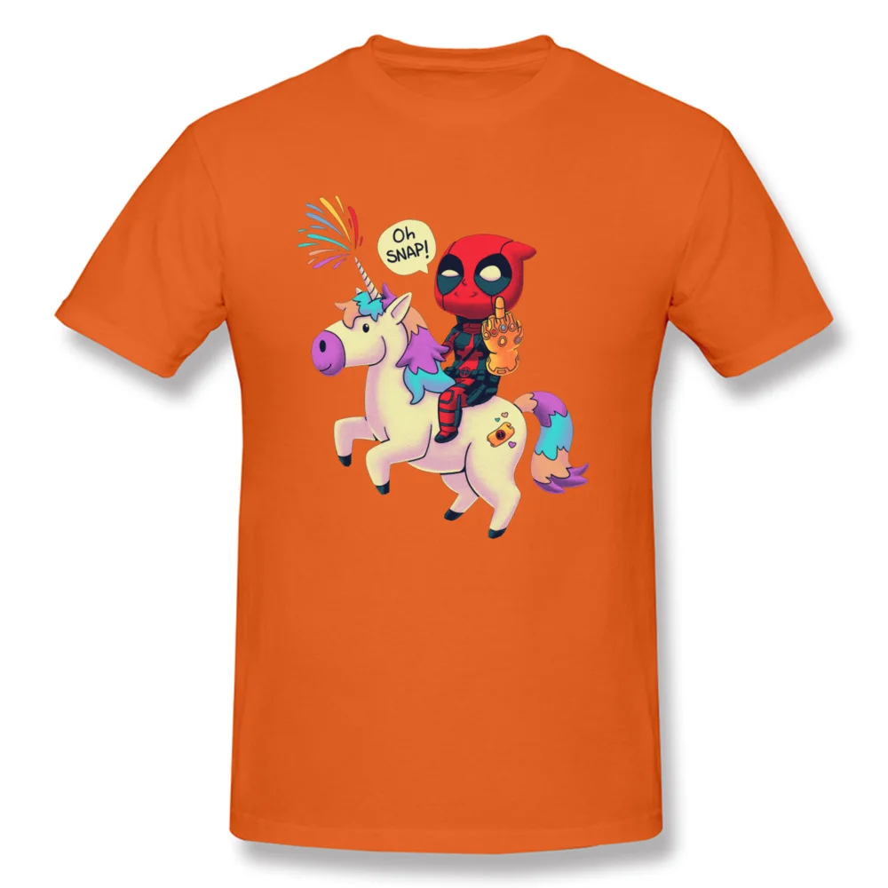 Мстители Дэдпул единорог Радуга футболки танос Забавный мертвый бассейн рыцарь мультфильм новая футболка для мужчин Marvel Герой - Цвет: Orange